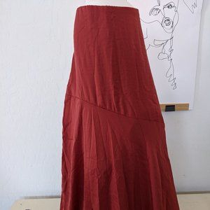 AmericanEagle red satin asymmetrical midi skirt sm
